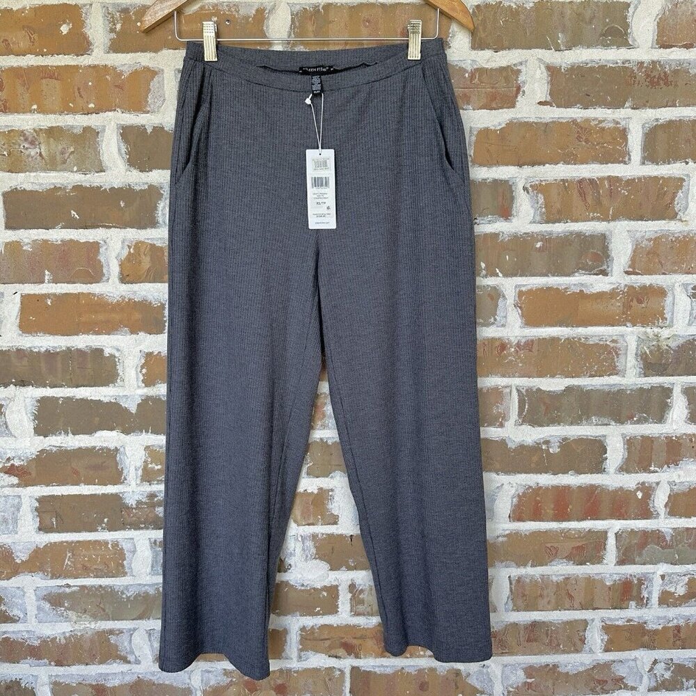NWT Eileen Fisher Cropped Pants Tencel Ribbed Wide Leg Pull On Women's‎ Size XS